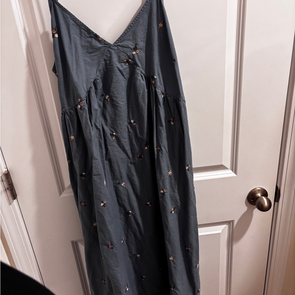 Universal Thread Slate Blue Floral Maxi Slip Dress